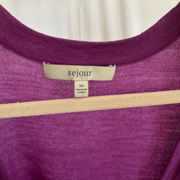 Sejour Women's Plus 3X Long V-neck Grape colored Cardigan - Picture 4 of 7